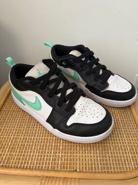 Nike Air Jordan Low-Top Sneakers in White, Black & Mint Green